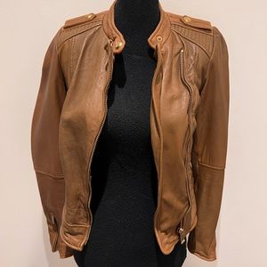 Zara 100% Real Leather Moto Jacket XS